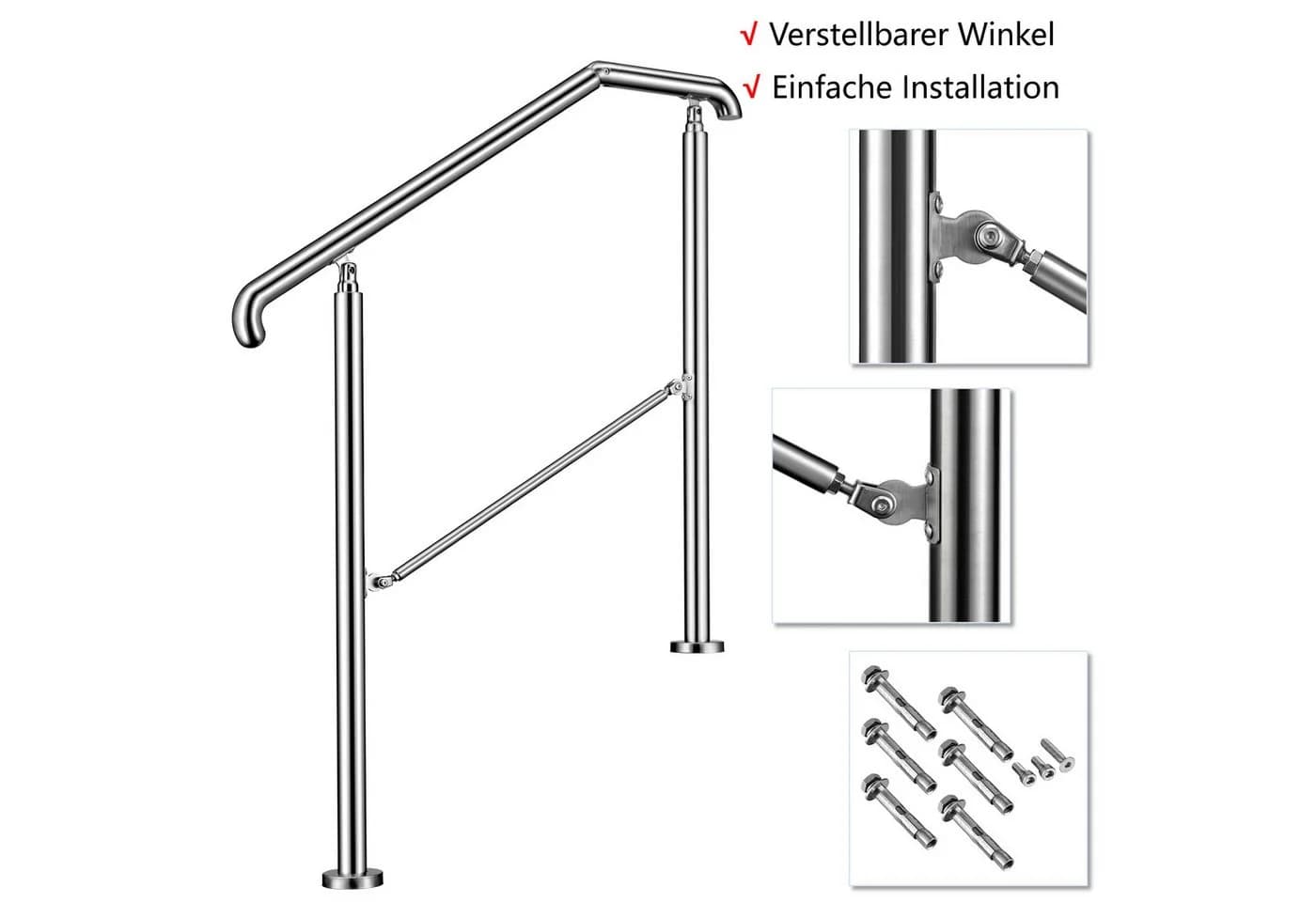 Duschparadies Treppengeländer Edelstahl Silber/Schwarz - Bild 5