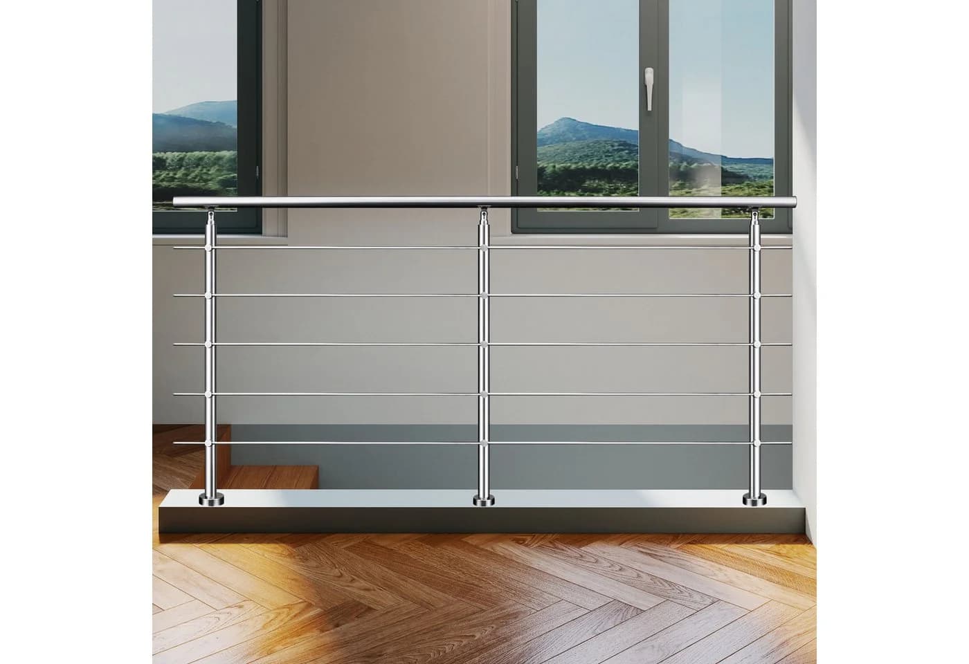 AICA Edelstahl Treppengeländer mit Handlauf 220 cm 5-tlg. - Bild 3
