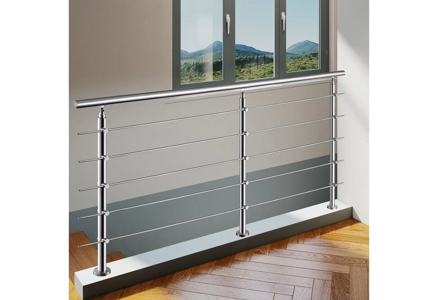AICA Edelstahl Treppengeländer mit Handlauf 220 cm 5-tlg. - Bild 4