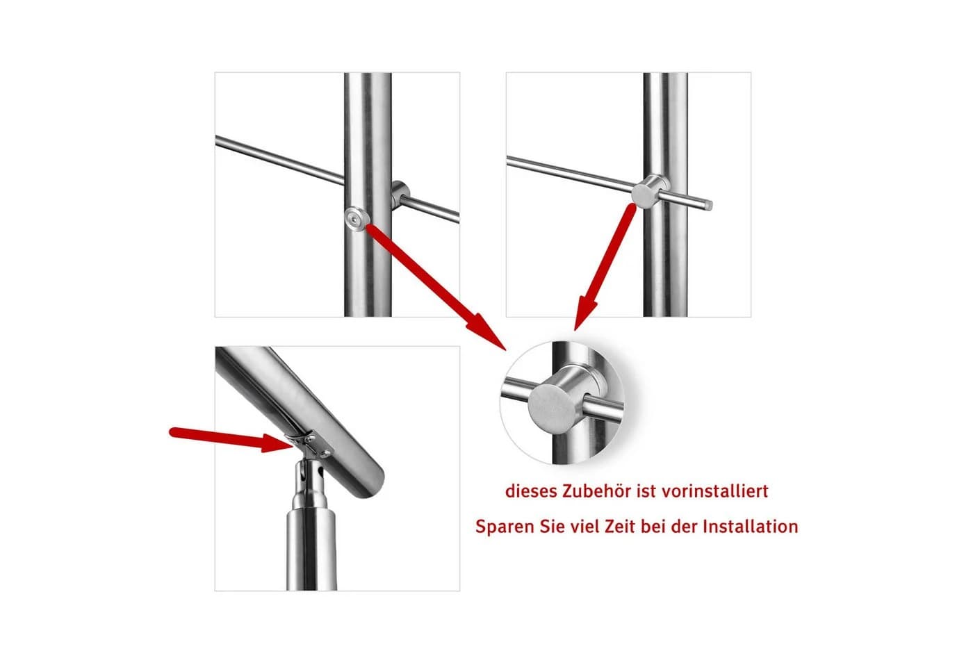 AICA Edelstahl Treppengeländer mit Handlauf 220 cm 5-tlg. - Bild 5