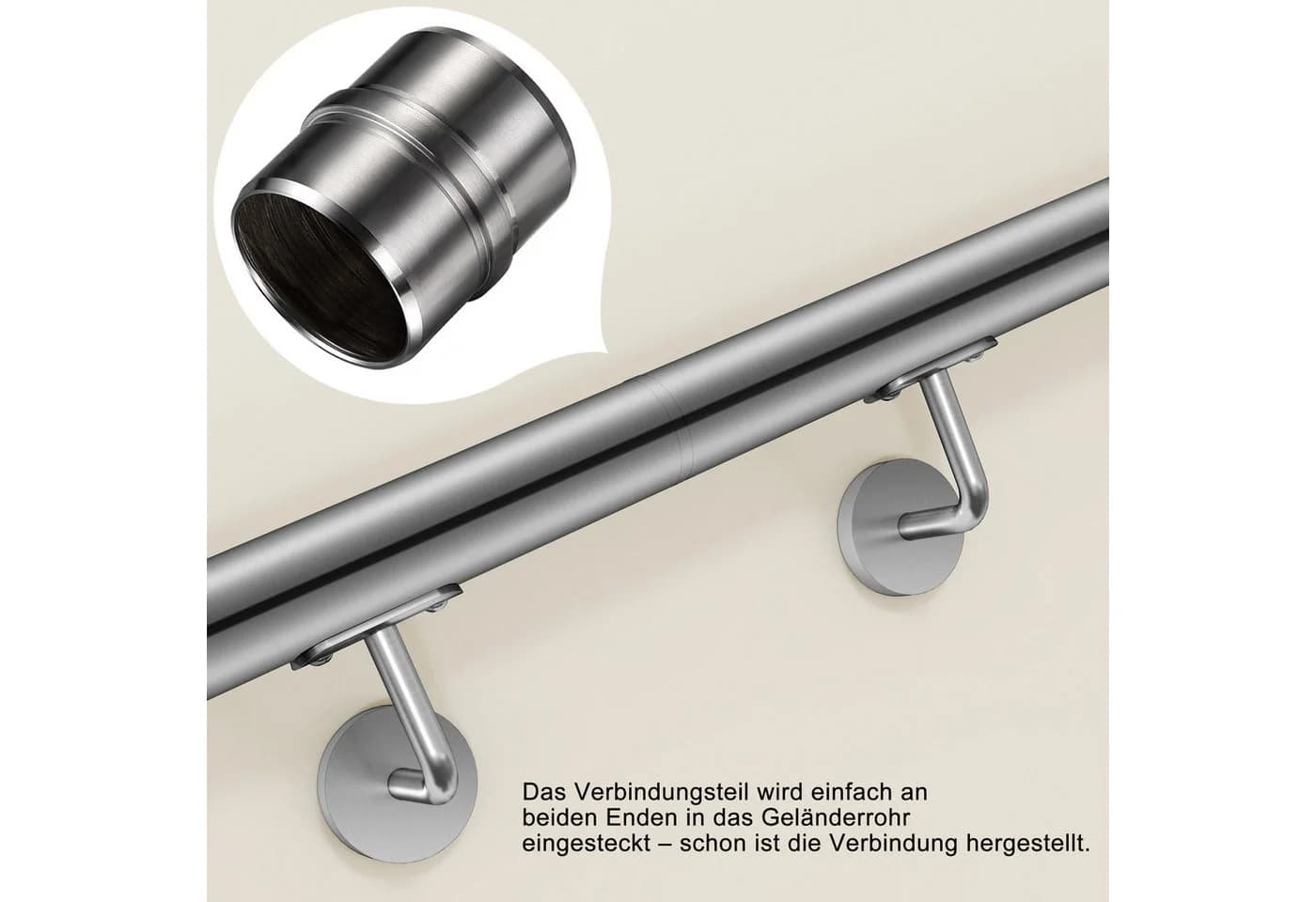 AICA Handlauf Verbinder Edelstahl Ø42,2mm Silber/Schwarz - Bild 3