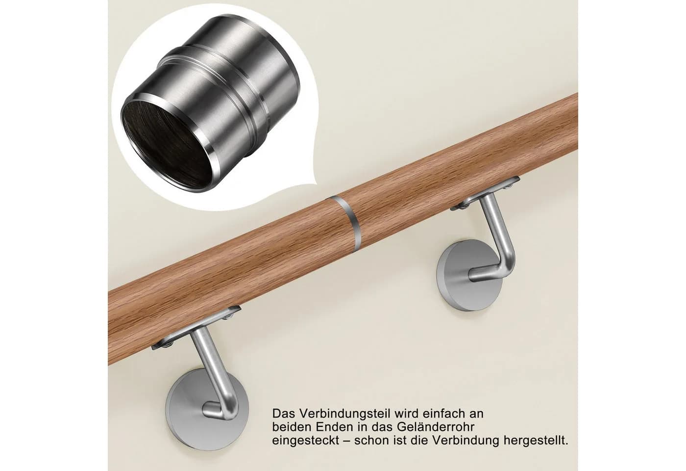 AICA Handlauf Verbinder Edelstahl Ø42,2mm Silber/Schwarz - Bild 4