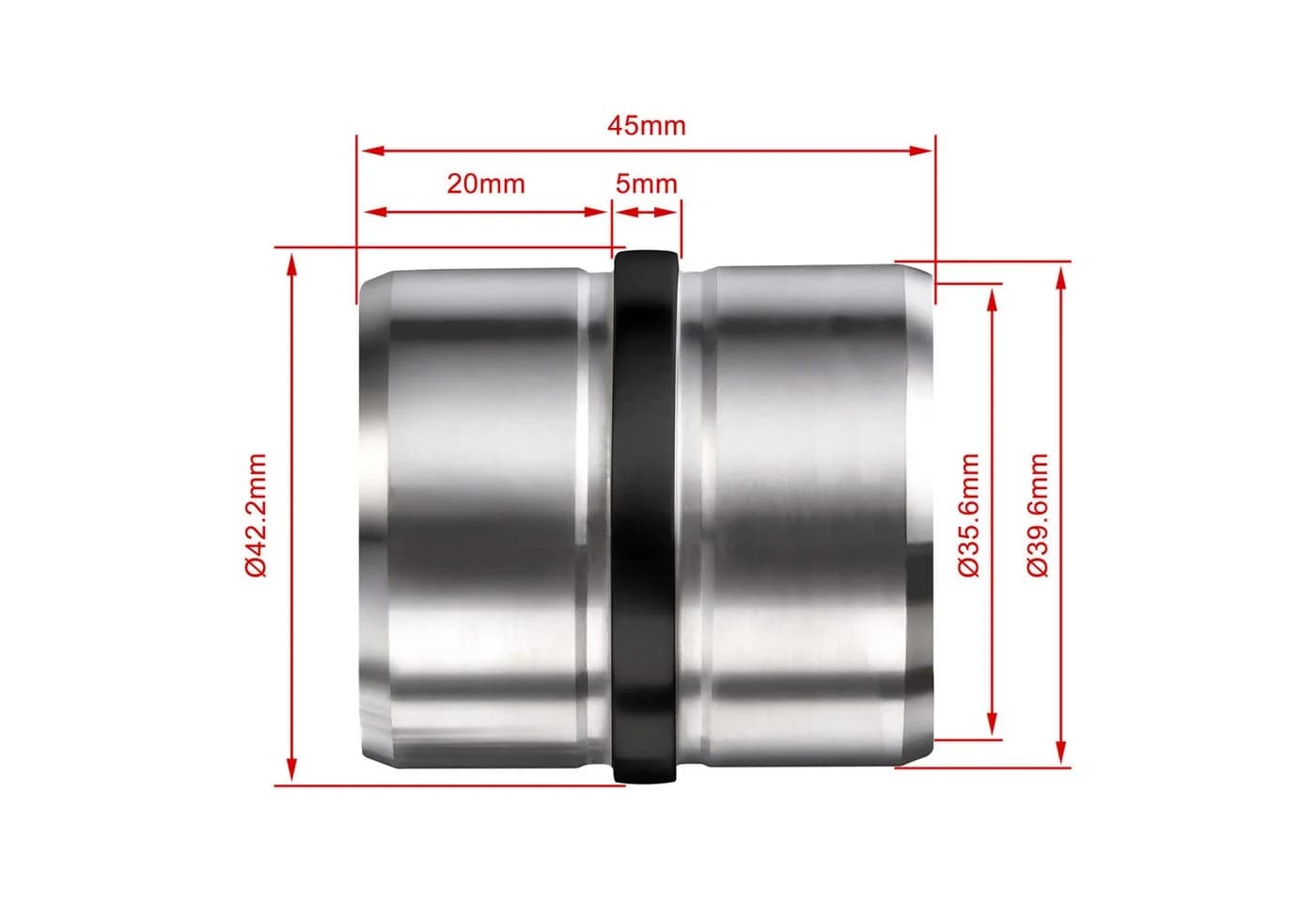 AICA Handlaufverbinder Edelstahl Ø42,2mm Silber/Schwarz