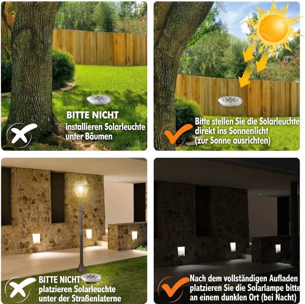 LaCute Solar-Bodenleuchten 8er-Set Warmweiß Edelstahl IP65 - Bild 3