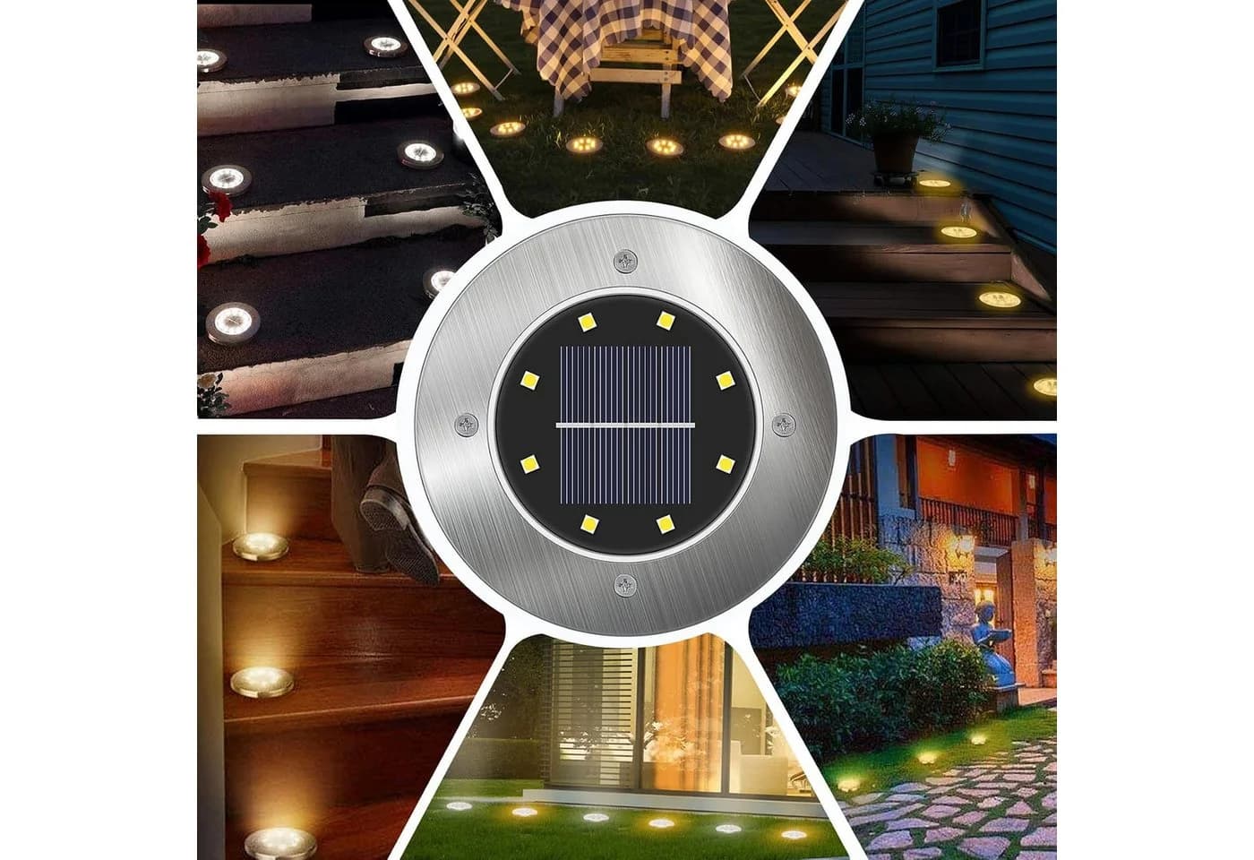LaCute Solar-Bodenleuchten 8er-Set Warmweiß Edelstahl IP65 - Bild 5