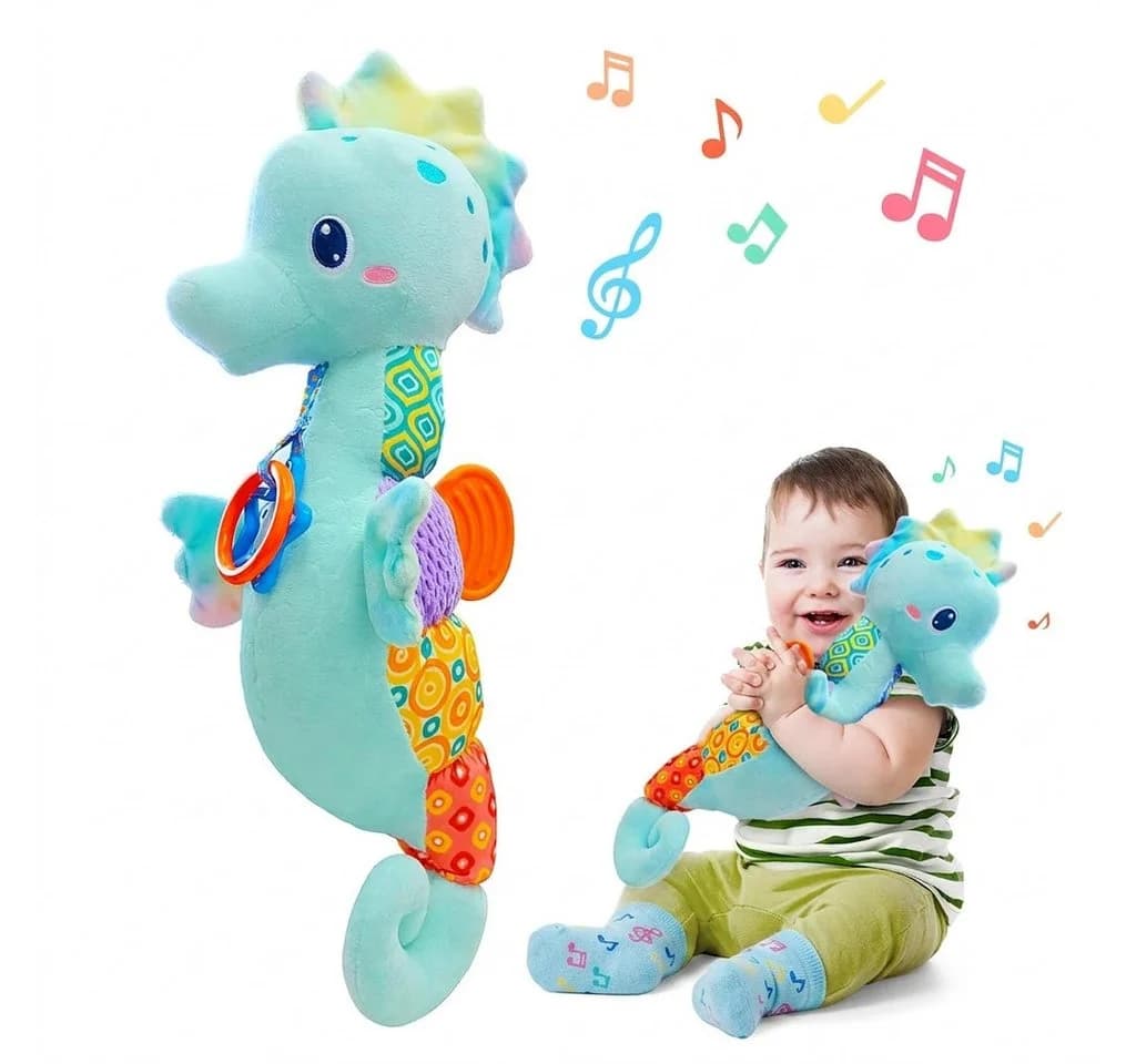LaCute Baby Musikplüschtier Seepferdchen Blau mit Rassel und Sound - Bild 2