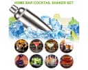 Faizee Möbel Cocktail Shaker Set 11-tlg. 750 ml Edelstahl mit Bambusständer Bild 3