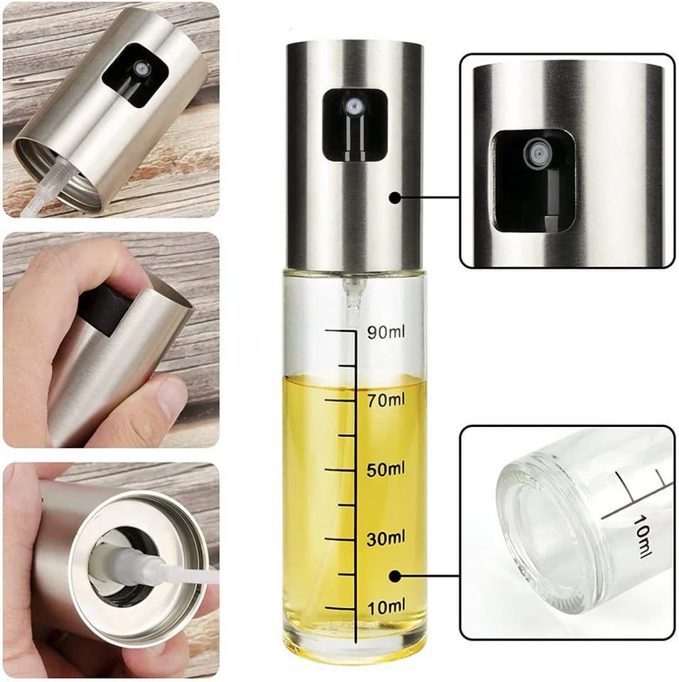 Faizee Möbel Ölspender 4-tlg. Glas Edelstahl Sprühflasche 100ml - Bild 5