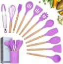 Faizee Möbel 12-tlg. Silikon Kochbesteck-Set mit Holzgriff Rosa Bild 1