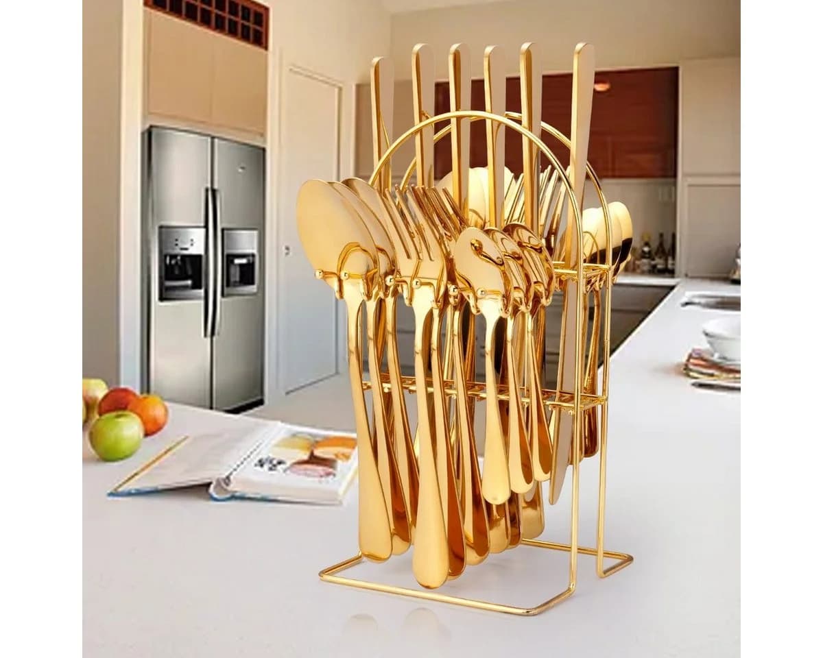 Faizee Möbel Besteck-Set 24-tlg. Edelstahl Gold für 6 Personen - Bild 5