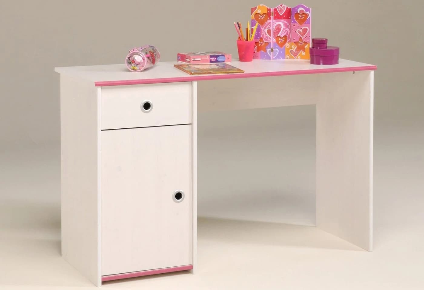 Parisot Smoozy Kinderschreibtisch Weiß Rosa mit Schubkasten - Bild 3