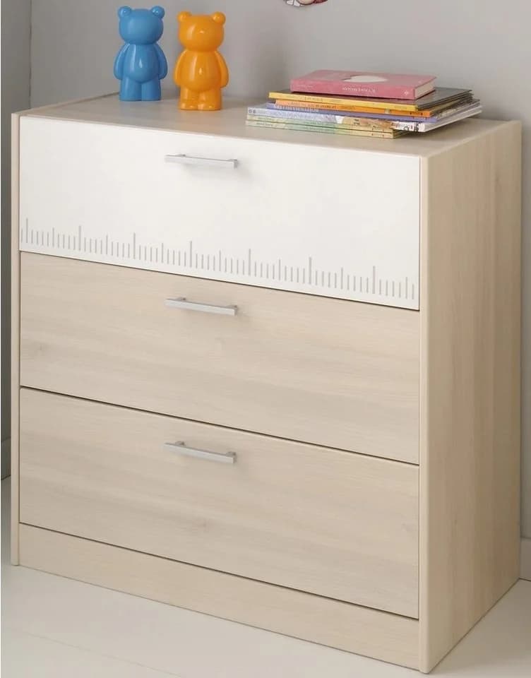 Parisot Schubkastenkommode Charly Weiß Akaziefarben 3 Schubkästen - Bild 2