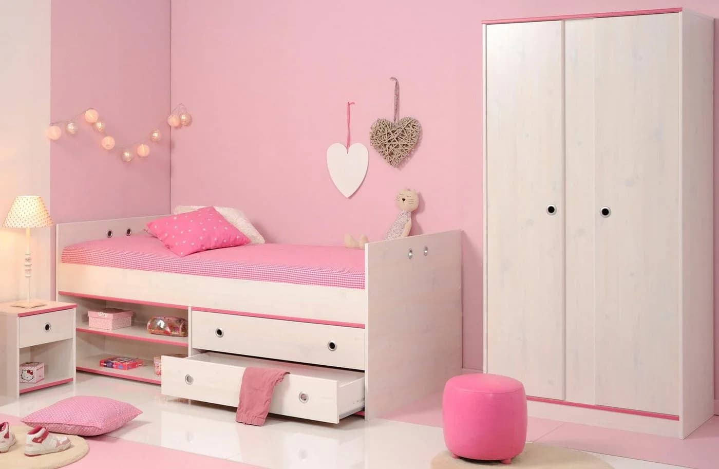 Jugendzimmer-Set PARISOT Smoozy Weiß mit Kieferstruktur - Bild 3