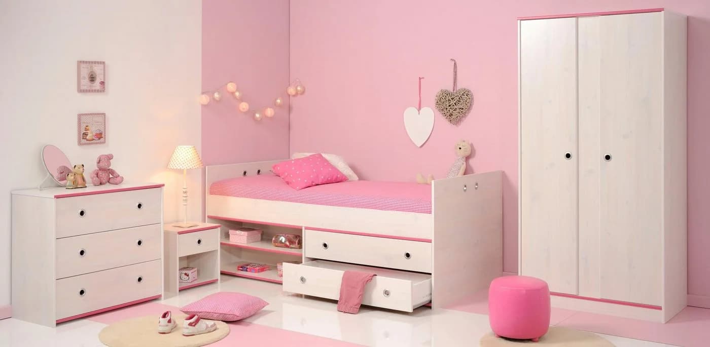 Parisot Jugendzimmer-Set Smoozy 4-tlg. Weiß mit Kieferstruktur - Bild 2