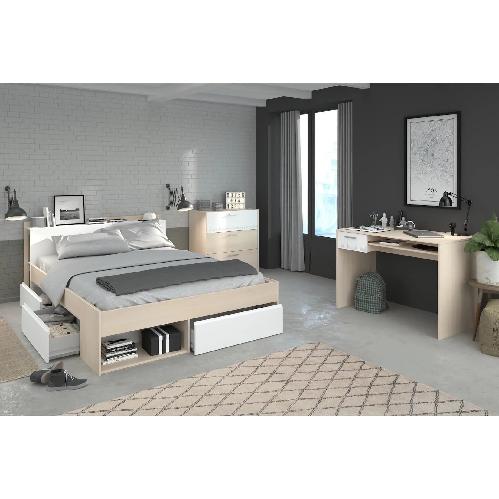 Parisot Jugendzimmer-Set Most Weiß Akazie mit Stauraum