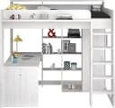 Parisot Hochbett Higher mit Schreibtisch und Schiebetürenschrank Beige Bild 4