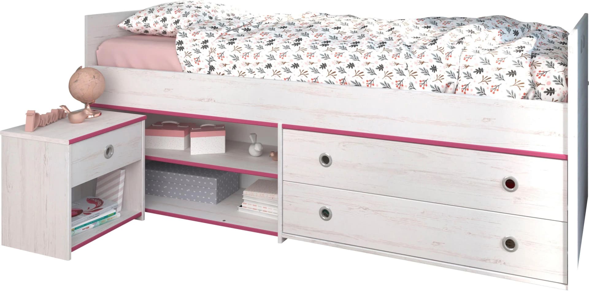 Jugendzimmer-Set PARISOT Smoozy Weiß Bett & Nachttisch
