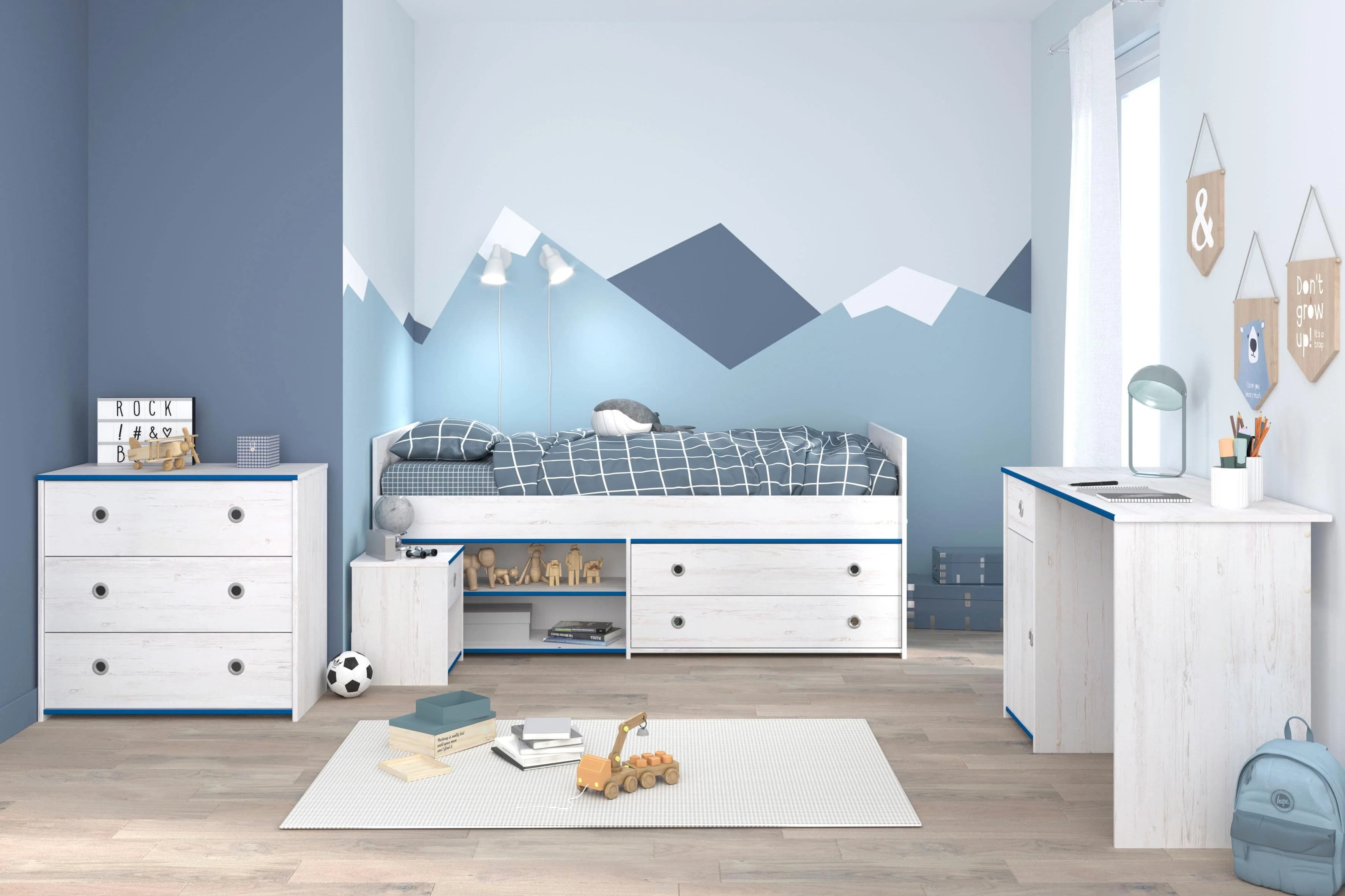 Jugendzimmer-Set PARISOT Smoozy Weiß mit Rosa/Blau Kanten - Bild 2