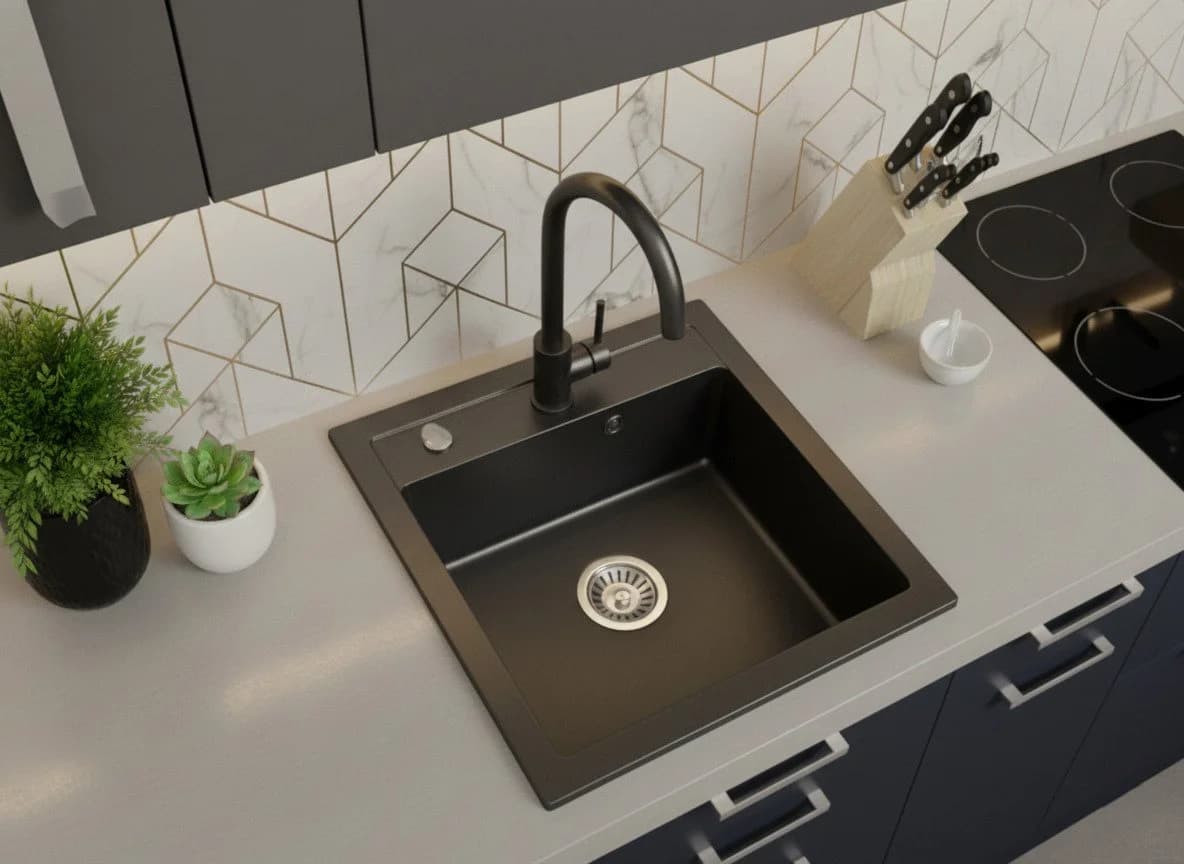 Faizee Möbel Granitspüle Schwarz Modern Einbau