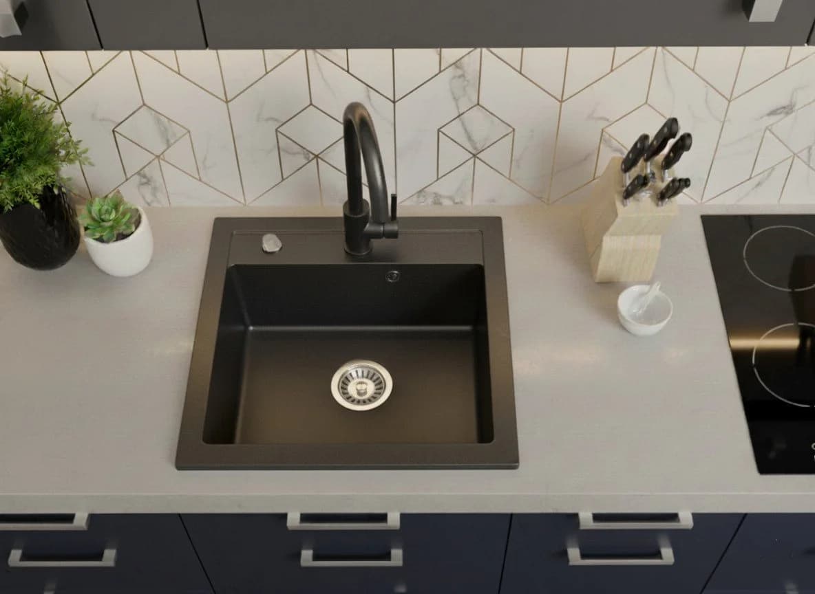 Faizee Möbel Granitspüle Schwarz Modern Einbau - Bild 2
