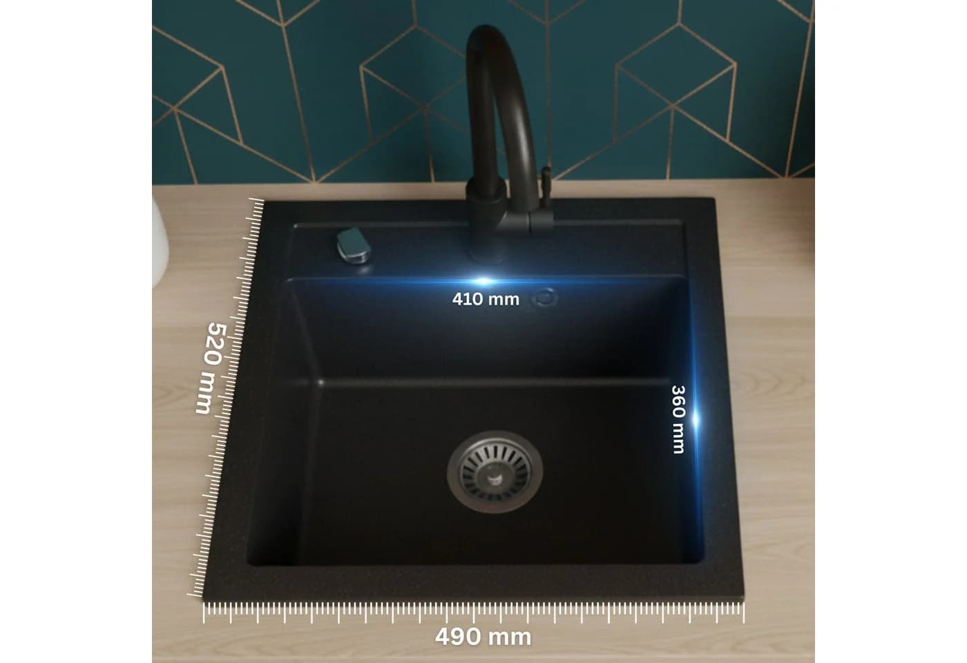 Faizee Möbel Granitspüle Schwarz Modern Einbau - Bild 4