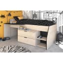 Parisot Hochbett Milky Industrial Style Eiche/Schwarz mit Arbeitsfläche Bild 1