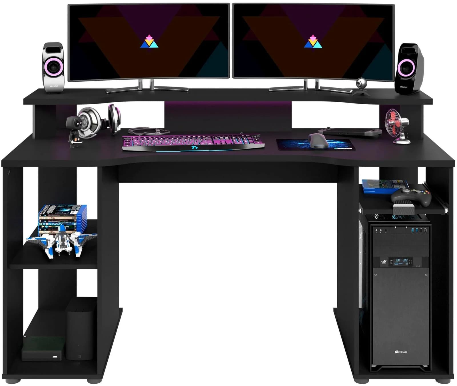 PARISOT Gamingtisch Level 1 Schwarz mit RGB-Beleuchtung