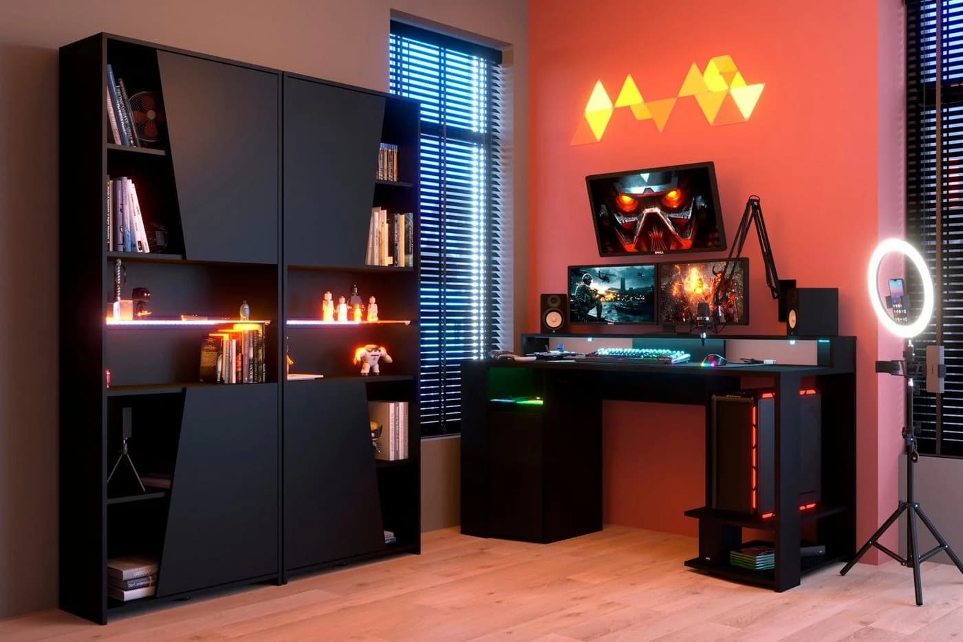 PARISOT Gaming-Zimmer-Set Schwarz mit LED-Beleuchtung - Bild 1