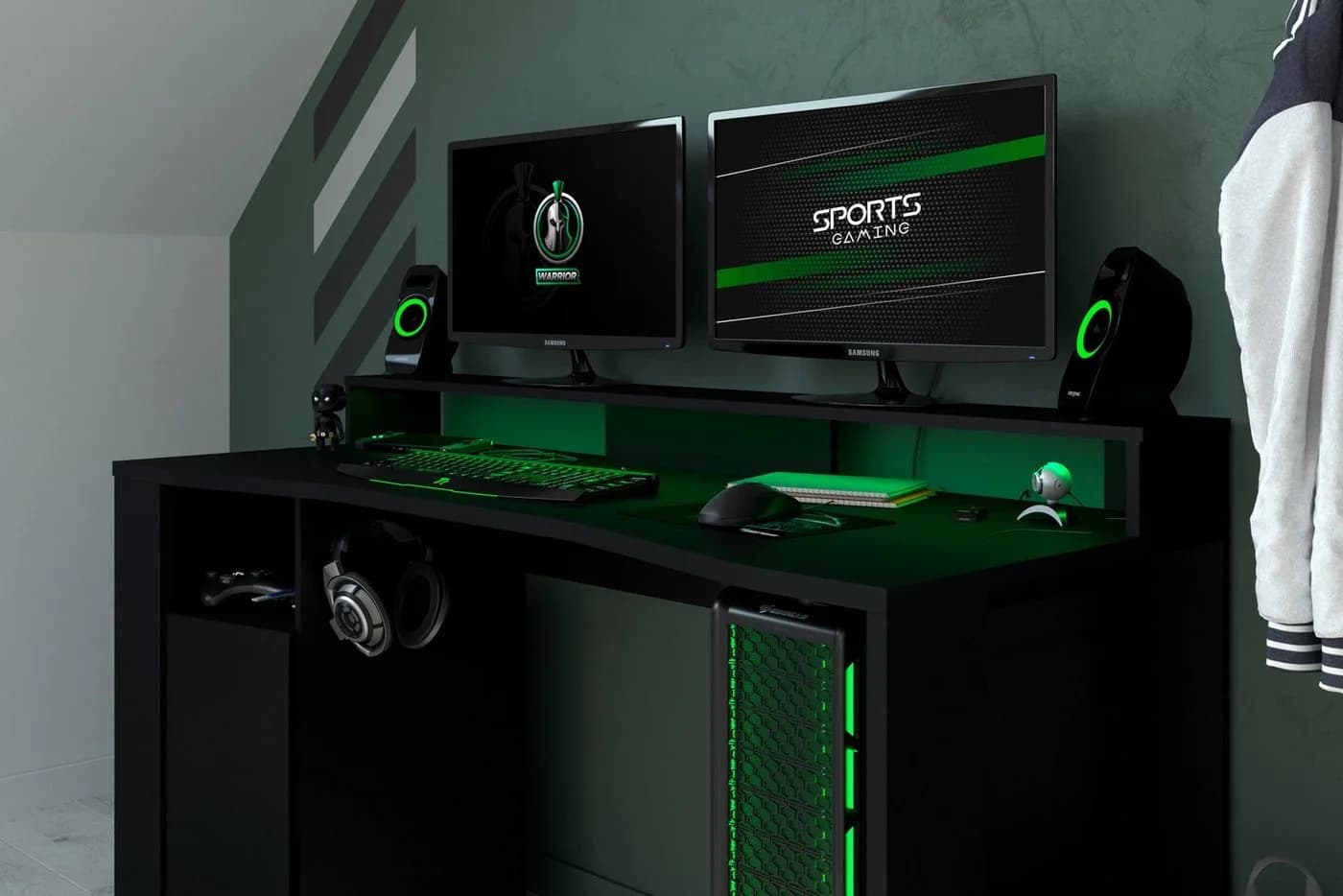 PARISOT Gaming-Zimmer-Set Schwarz mit LED-Beleuchtung - Bild 5