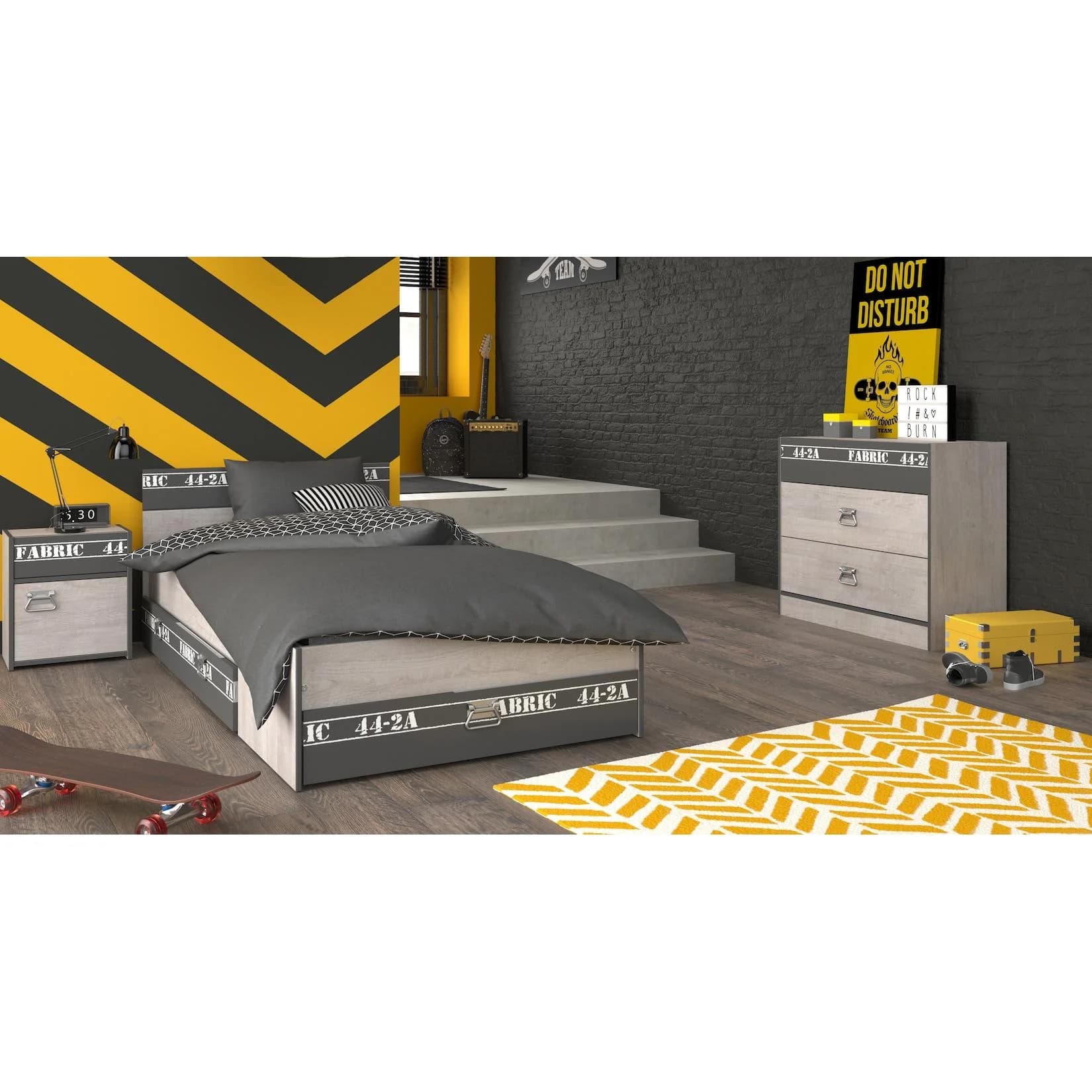Parisot Jugendzimmer-Set Fabric 14 Grau mit Stauraum