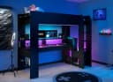 Parisot Gaming-Hochbett Online 1 Schwarz mit LED und Schreibtisch Bild 2