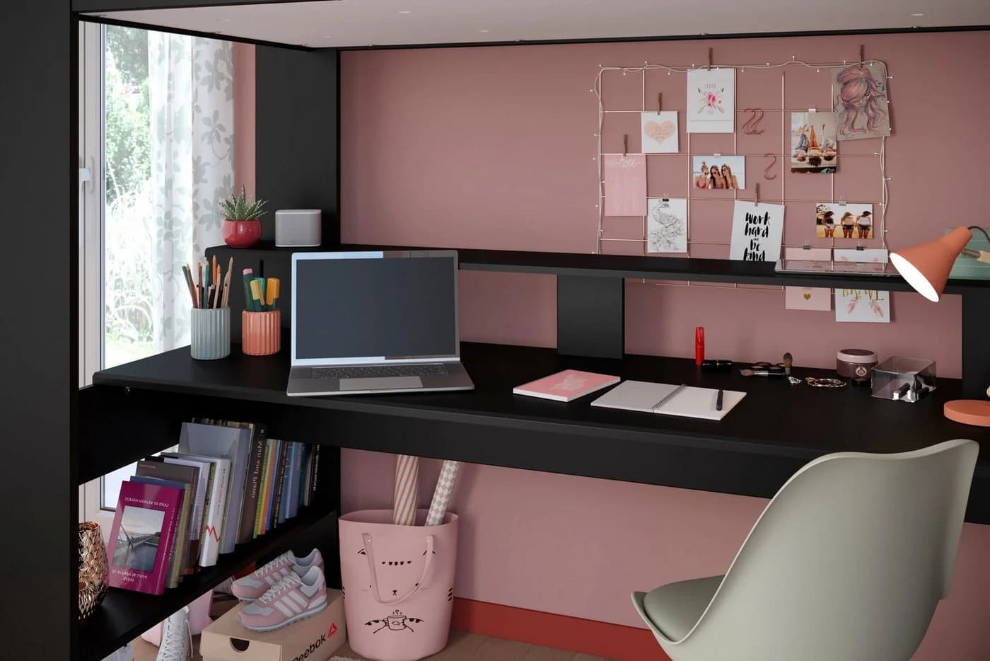 Parisot Gaming-Hochbett Online 1 Schwarz mit LED und Schreibtisch - Bild 4