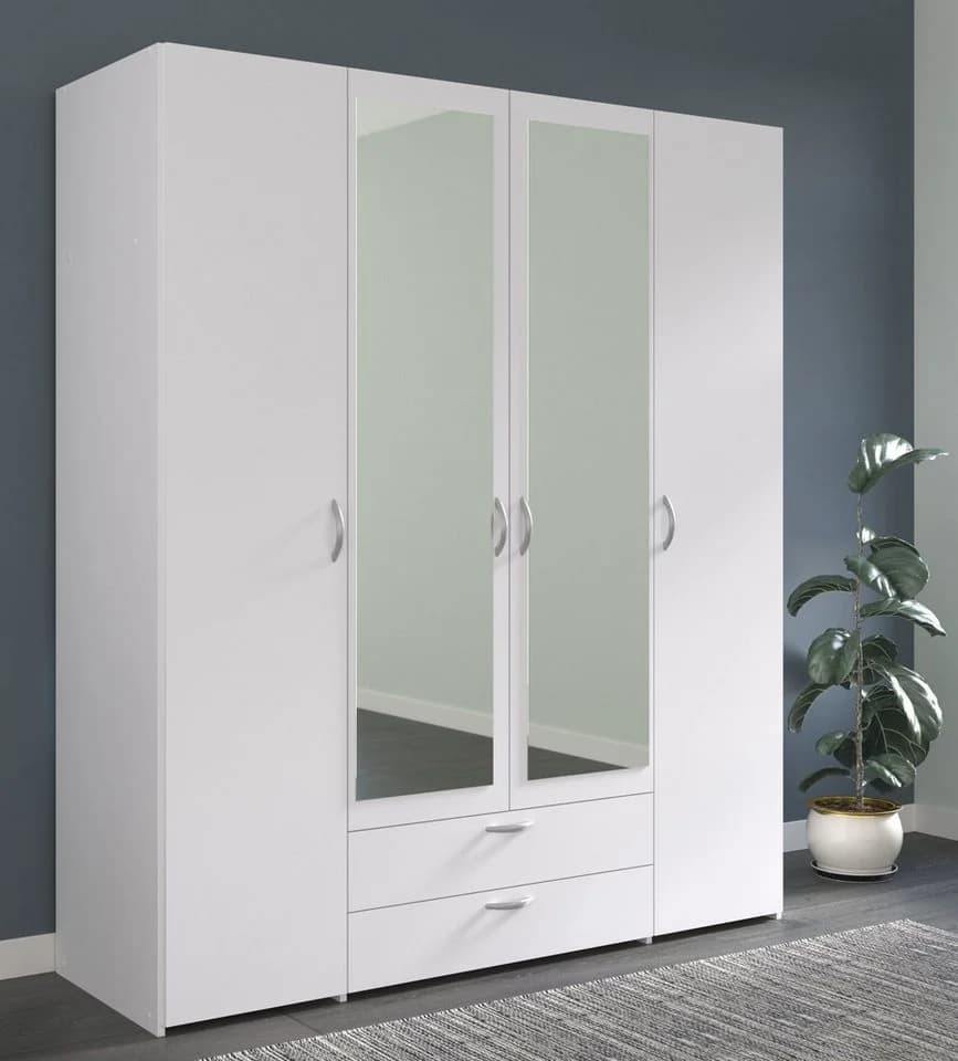 Parisot Kleiderschrank Daily 3 Weiß 4-türig mit Spiegel - Bild 3