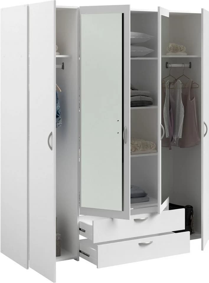 Parisot Kleiderschrank Daily 3 Weiß 4-türig mit Spiegel - Bild 4