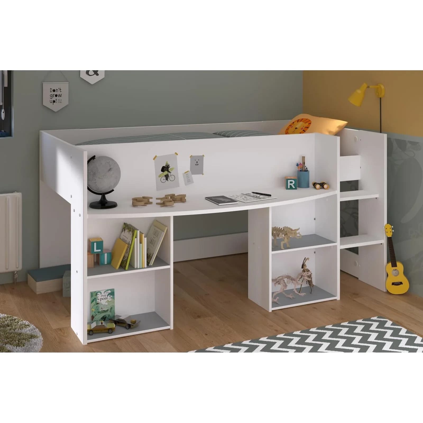 Parisot Jugendzimmer-Set Pirouette Weiß Hochbett mit Kleiderschrank