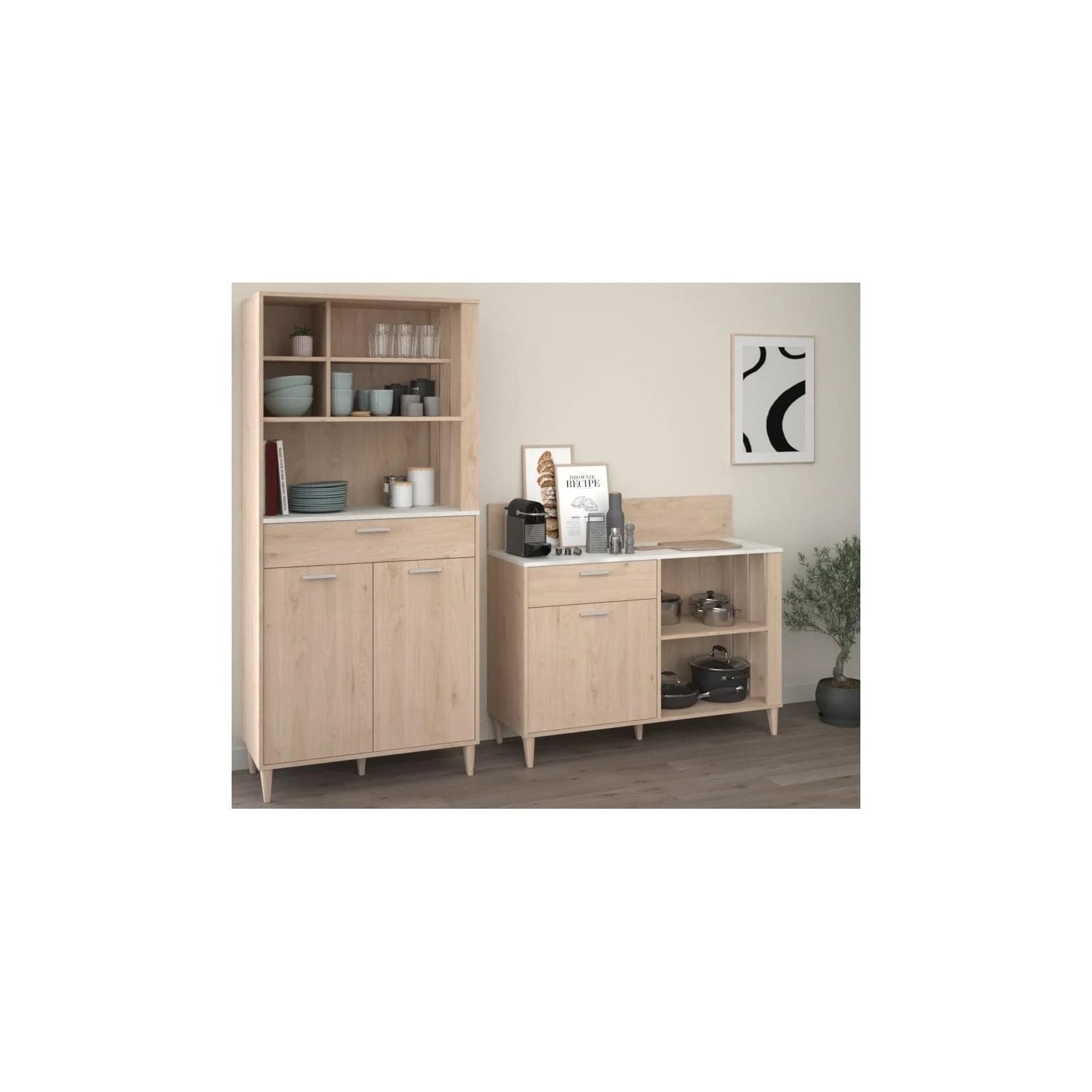 Parisot Schrank-Set Gala 2 Skandinavisch Braun Grau