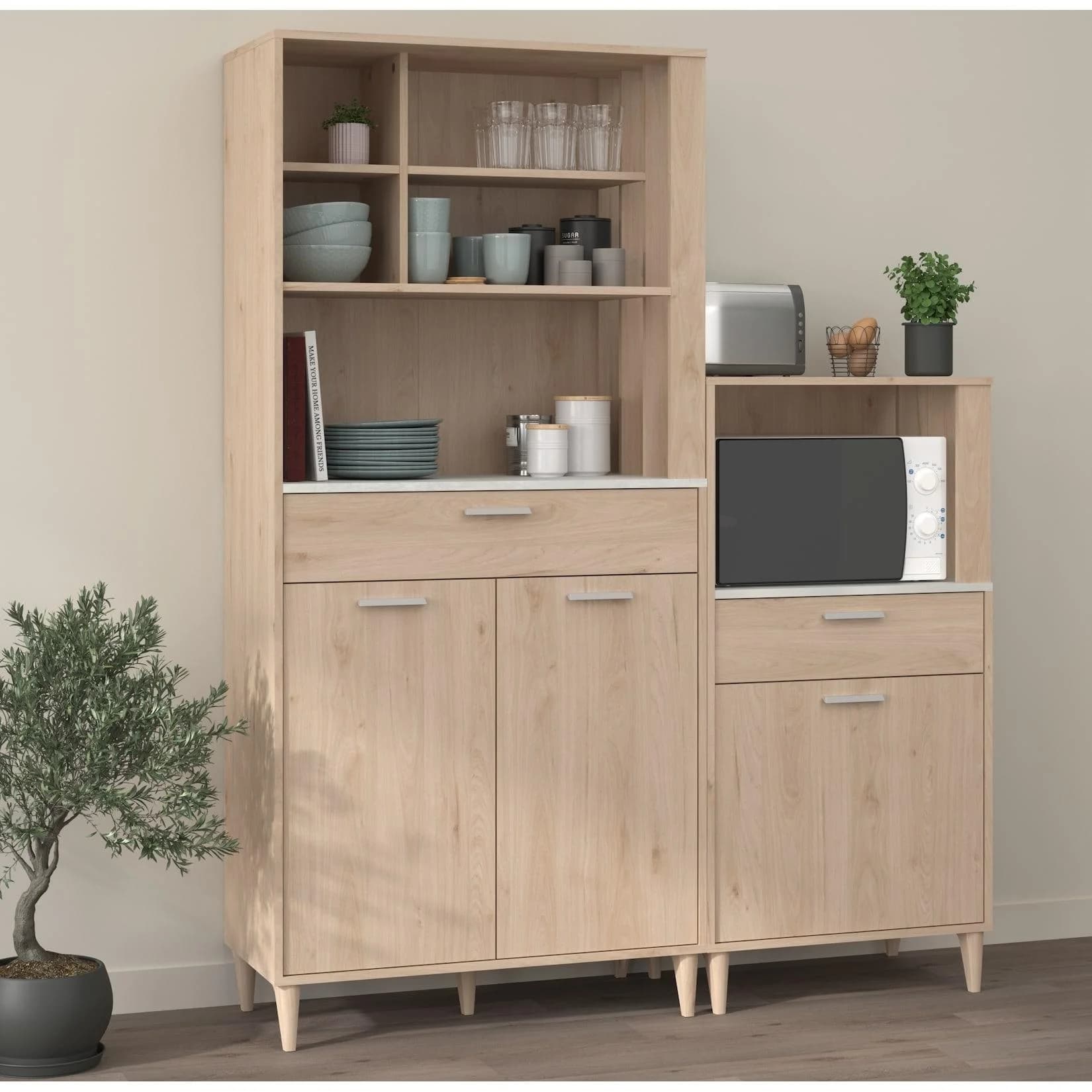 Parisot Schrank-Set Gala 1 Buffetschrank Beistellschrank Eiche Nachbildung