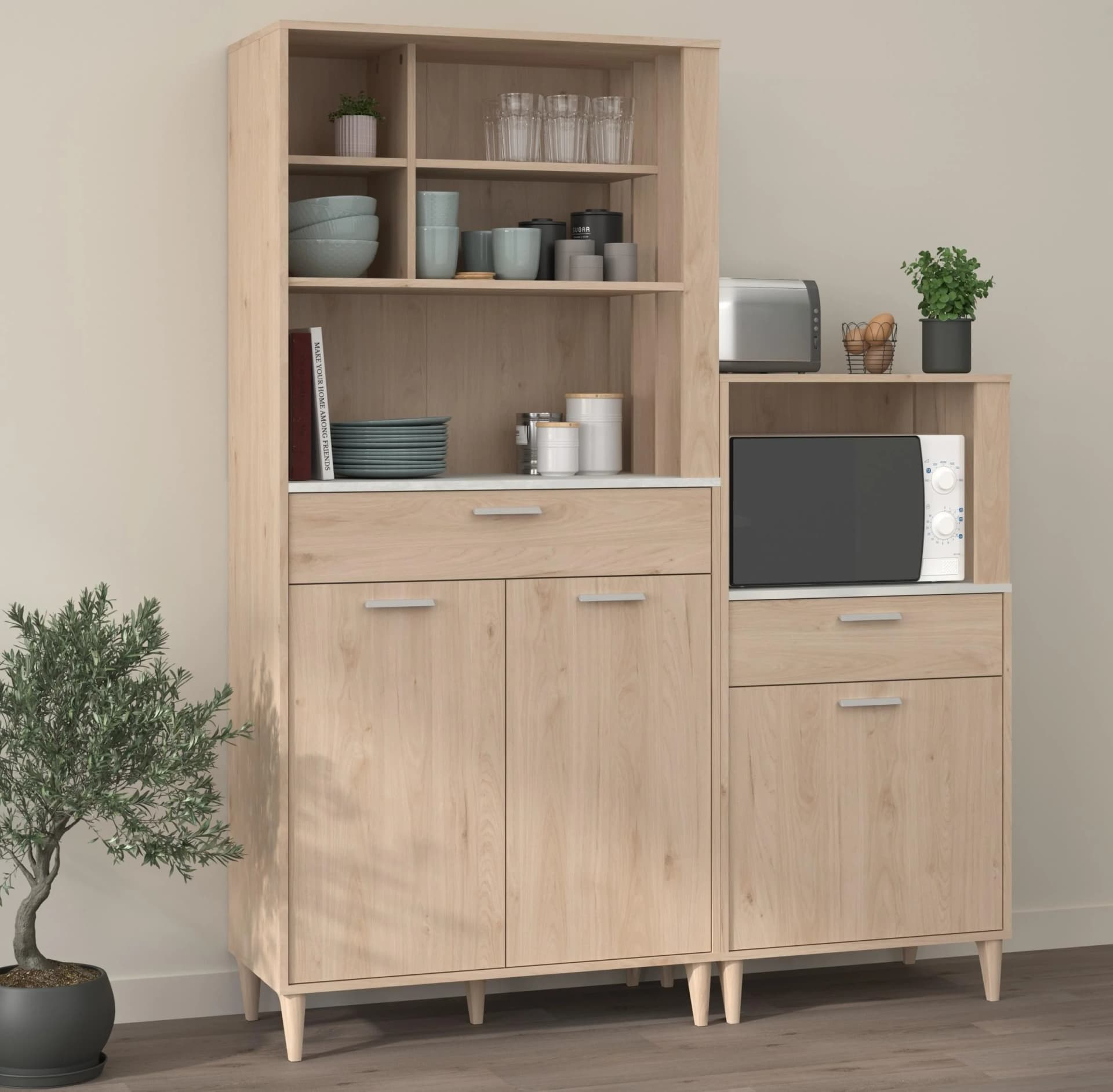 Parisot Schrank-Set Gala 1 Buffetschrank Beistellschrank Eiche Nachbildung - Bild 2