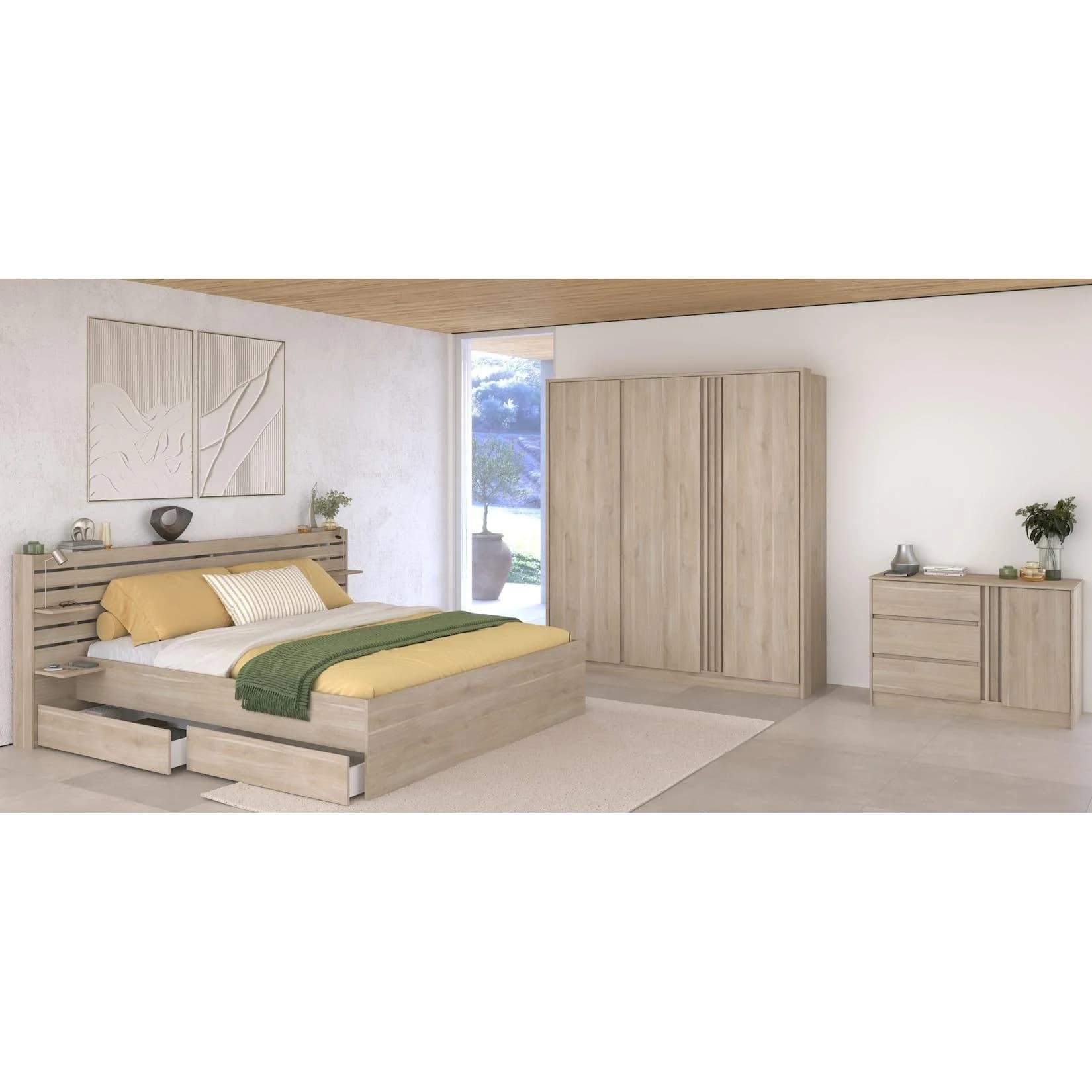 Parisot Schlafzimmer-Set 4-tlg. Eiche Weiss Escale 21