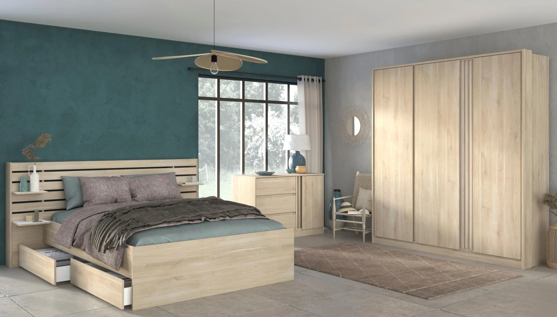 Parisot Schlafzimmer-Set 4-tlg. Eiche Weiss Escale 21 - Bild 2