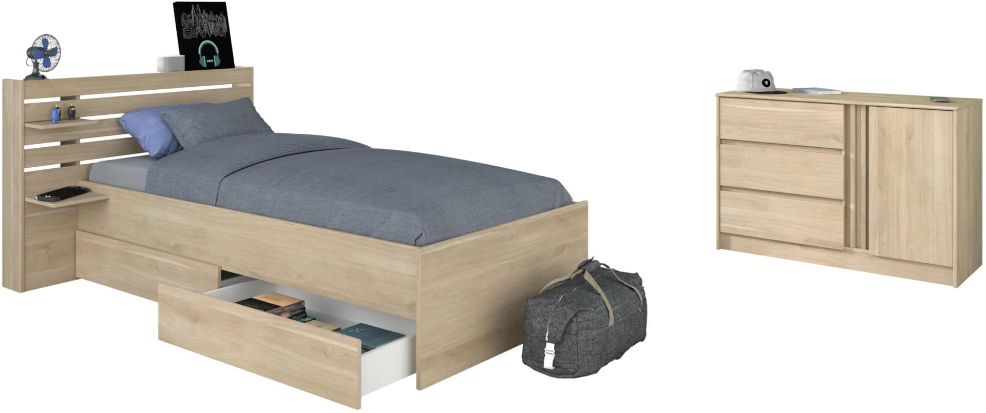 Jugendzimmer-Set Parisot Escale 11 Braun Staumraumbett