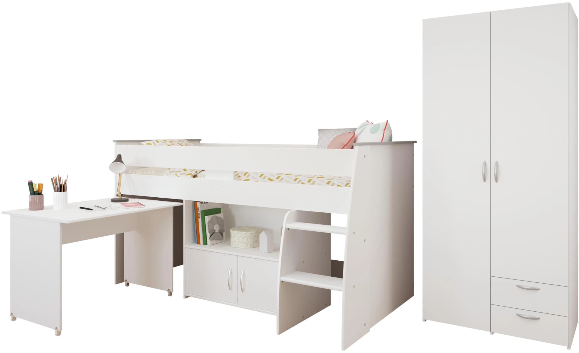 Parisot Jugendzimmer-Set Reverse 12 Weiß mit Hochbett und Kleiderschrank - Bild 2