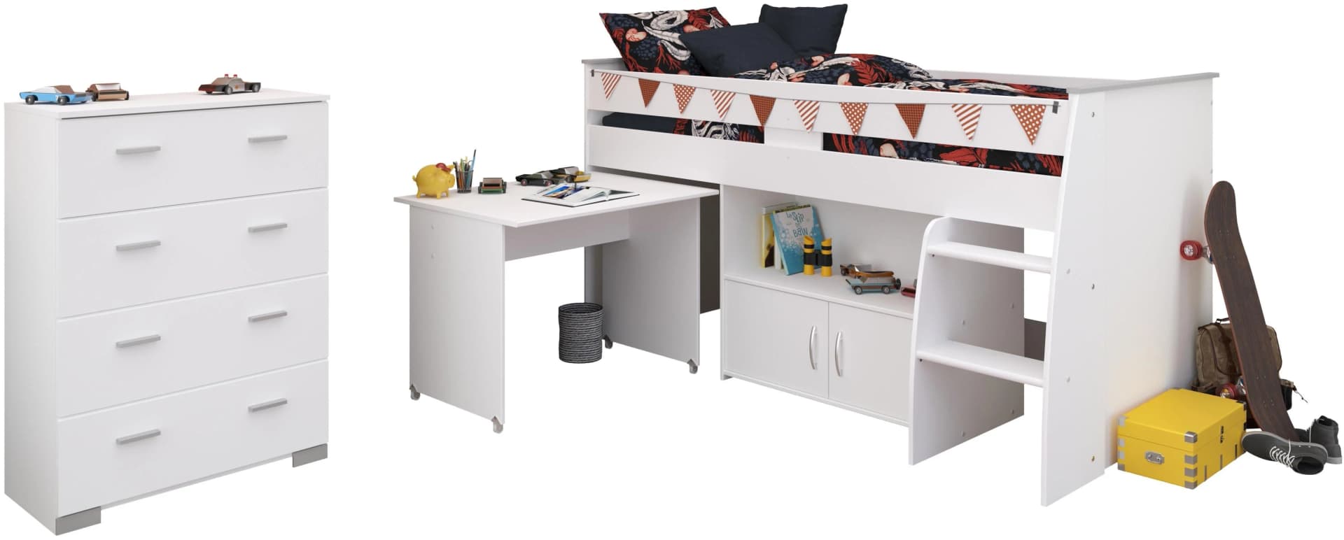 Parisot Jugendzimmer-Set Reverse 13 Weiß mit Hochbett und Schreibtisch - Bild 2