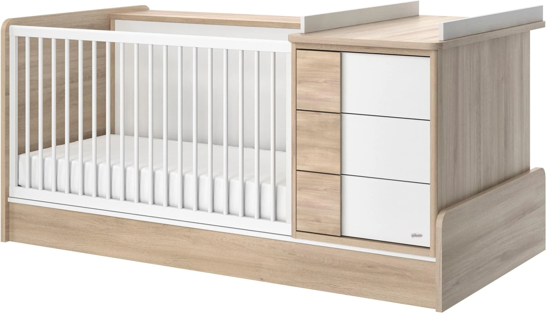 Bettanlage GALIPETTE Sasha Weiß Umbaubar Babybett Set