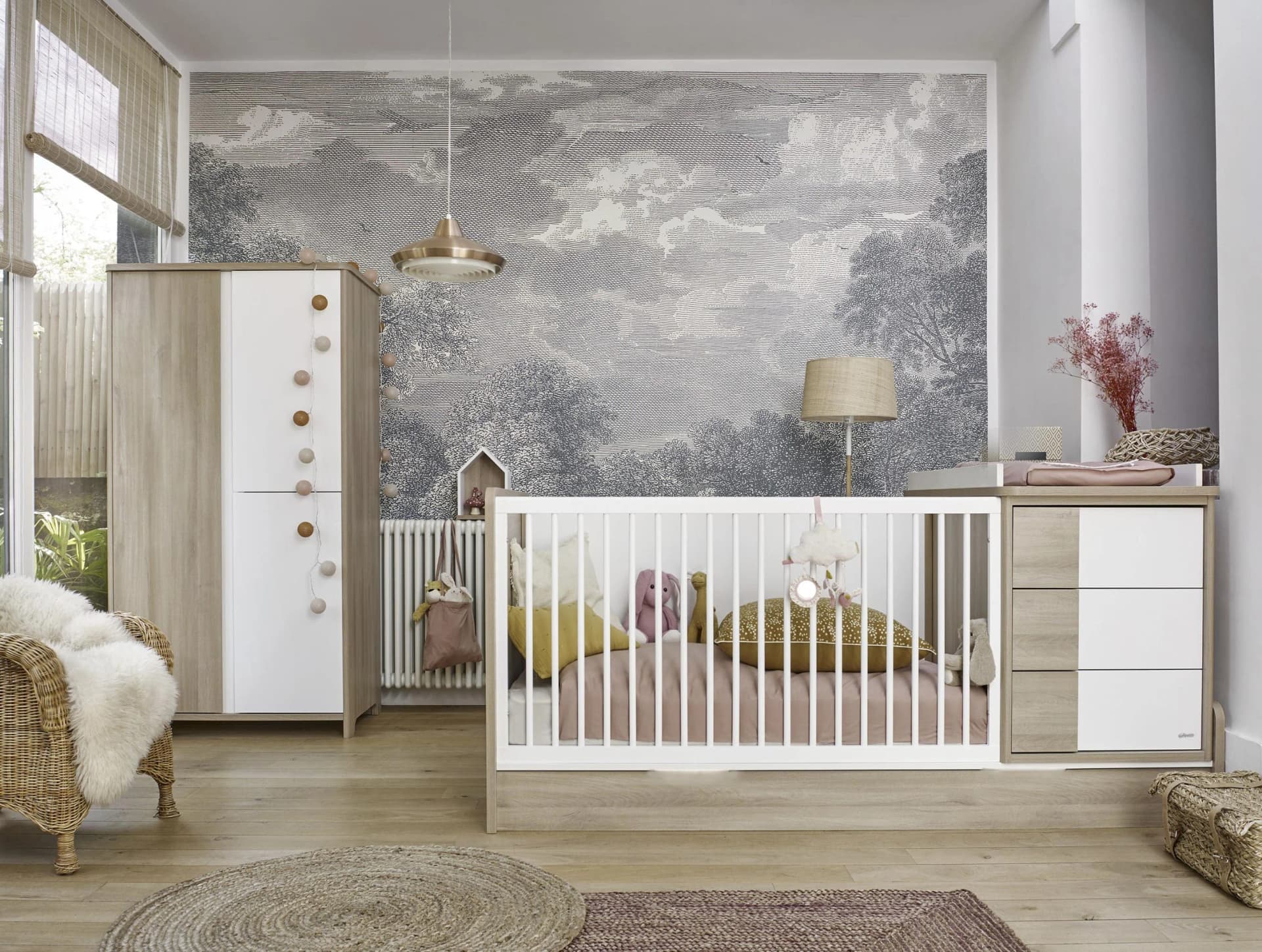 Babymöbel-Set GALIPETTE Sasha Weiß 6-tlg. mit Bett Schrank Kommode