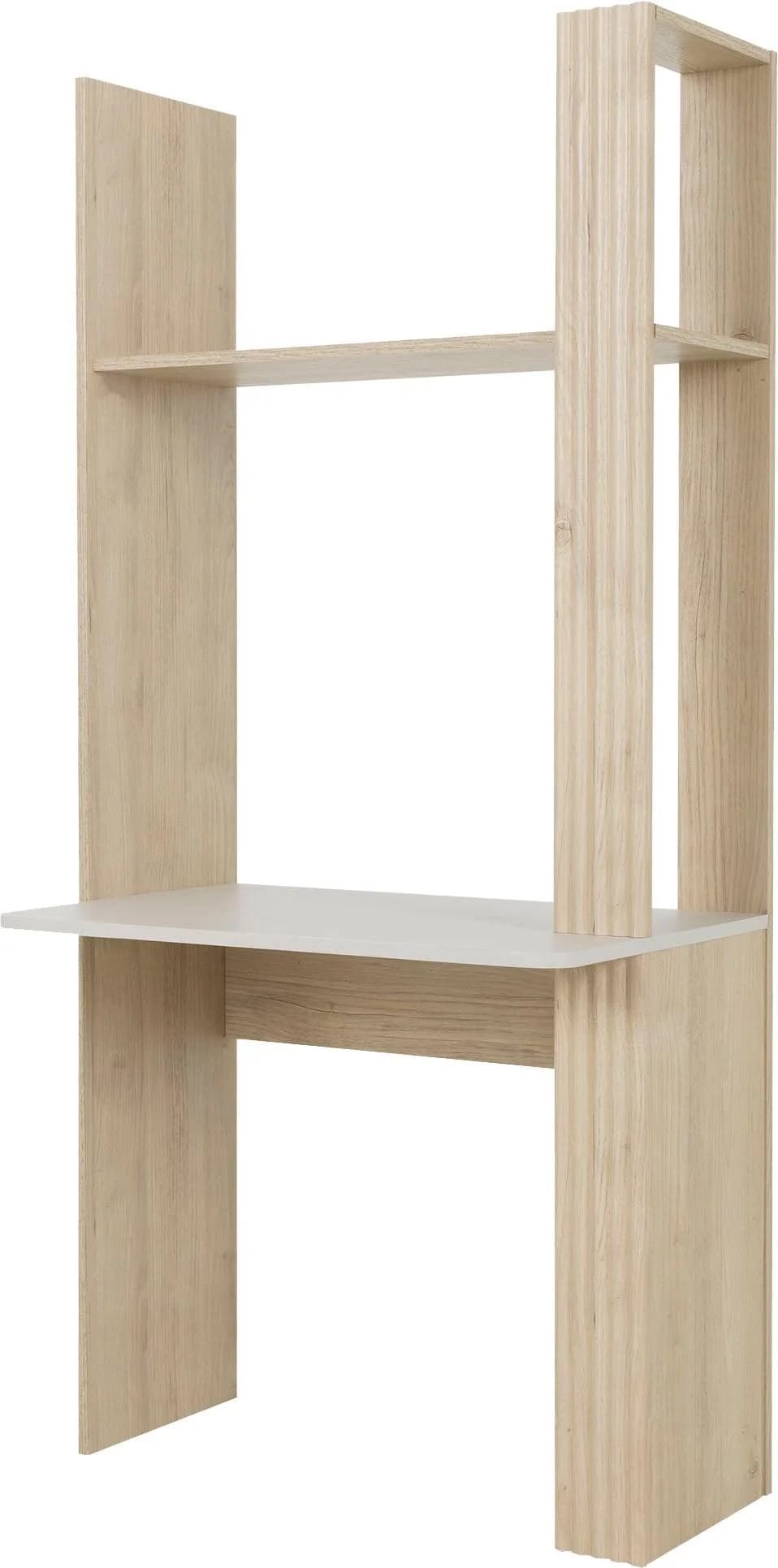 GAMI Bücherregal "Straw" Beige Wandregal mit Schreibtischplatte