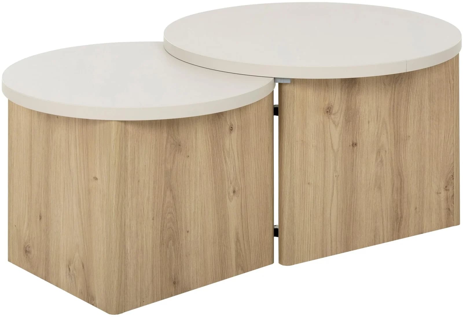 GAMI Eclypse Couchtisch ausziehbar mit runder Tischplatte Eiche/Cachemire