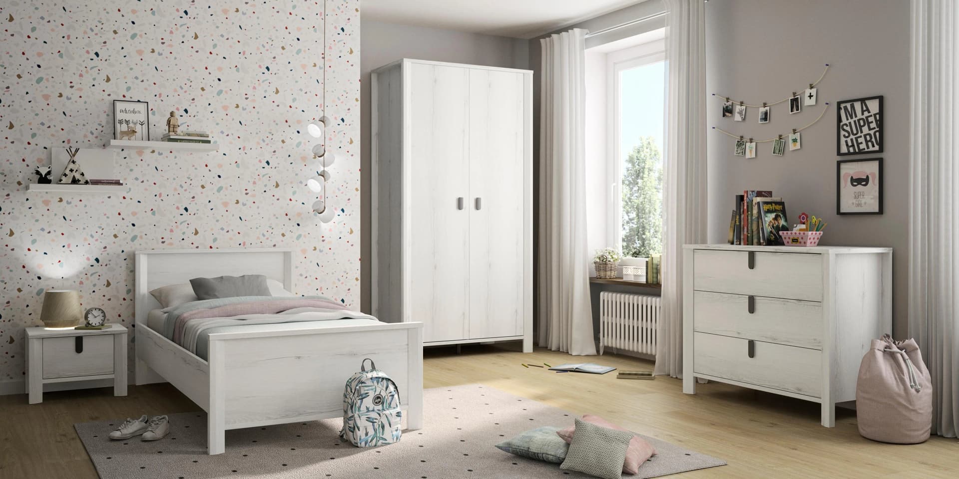 Schlafzimmer-Set GAMI Braun Eiche Helvezia Gebleicht