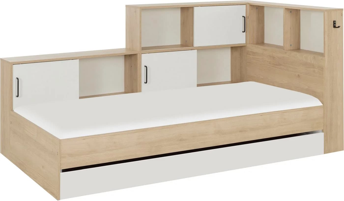 GAMI Schlafzimmer-Set mit Stauraumbett und Kleiderschrank Weiß Kastanie