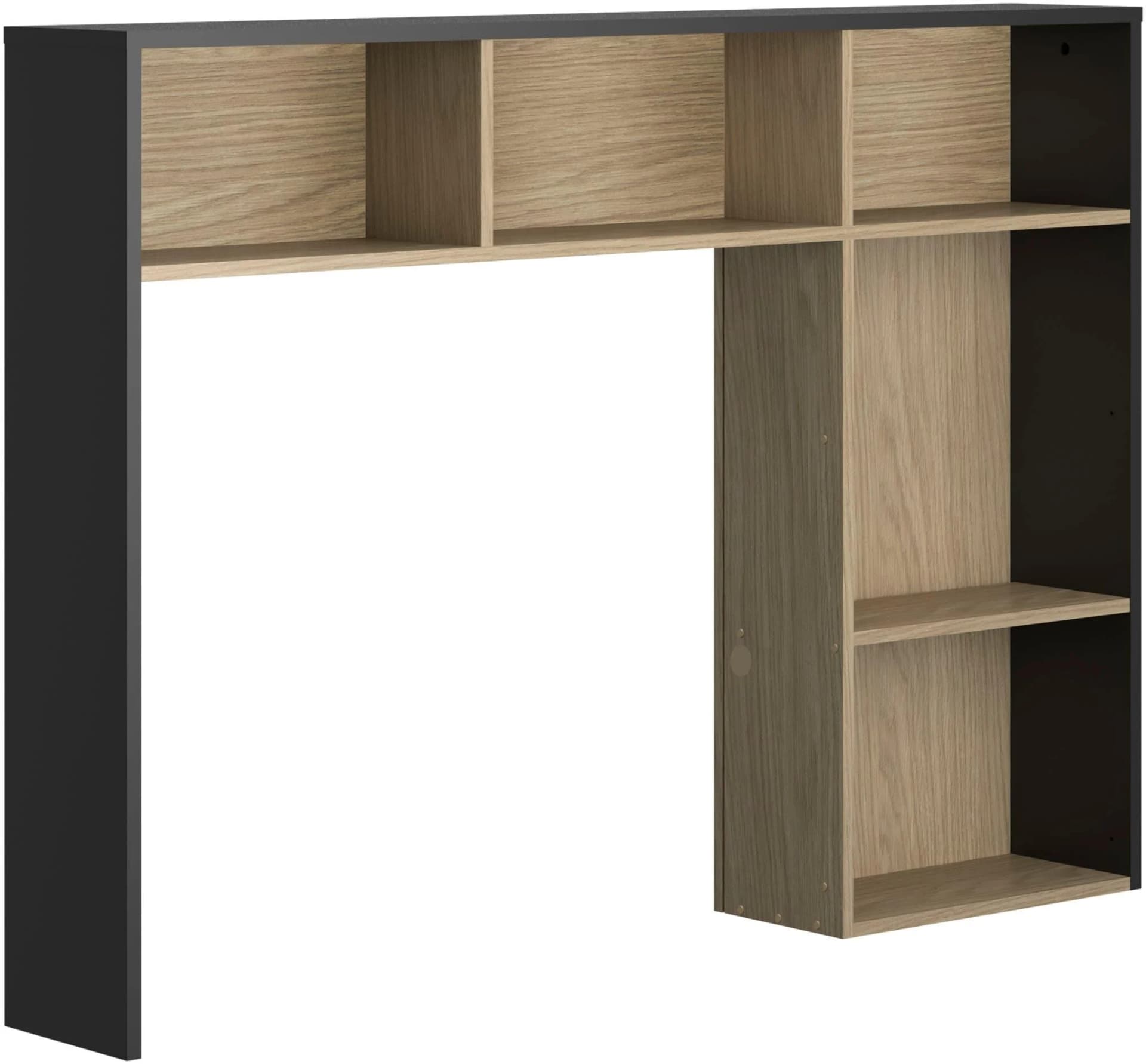 Bücherregal GAMI Kopfteil Bett Naël Schwarz Eiche Nachbildung 146x104x22 cm